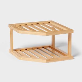 Natural Bamboo Corner Shelf for Bathroom Kitchen Storage
