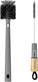 Water Bottle Brush and Straw Cleaner Brush, Long Handle Bottle Cleaner Brush, 2 in 1 Bottle Cleaning Brush for Sports Bottles, Baby Bottles, Mugs